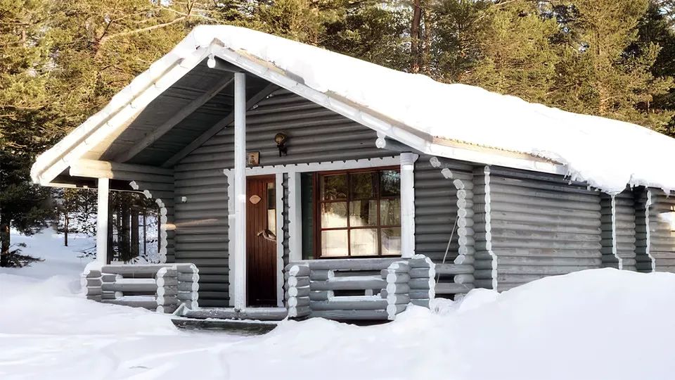 A snow-covered ski holiday apartment in Finland