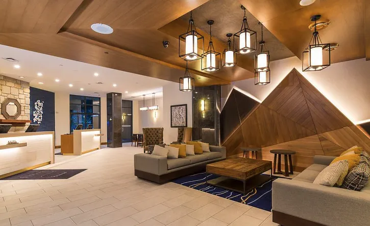 A ski apartment lobby in the Canadian resort of Whistler