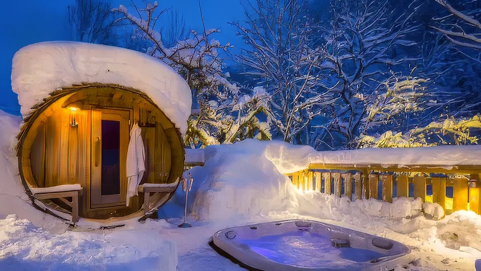 A ski chalet with a sauna