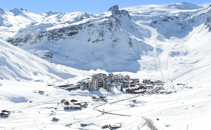 The ski resort of Tignes from up in the mountains