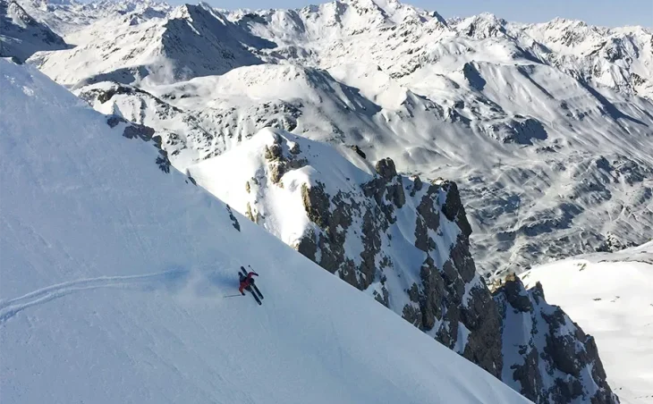A skier takes on the challenging slopes of St Anton