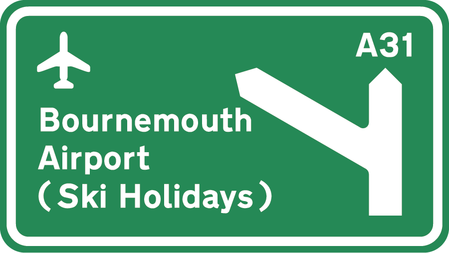 Ski Holidays from Bournemouth Airport road sign graphic