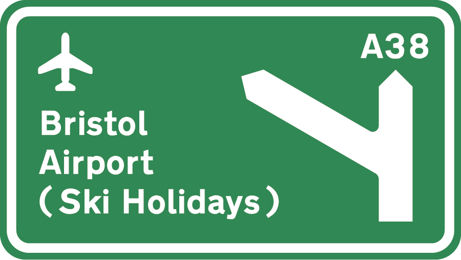 Ski holidays from Bristol Airport road sign graphic