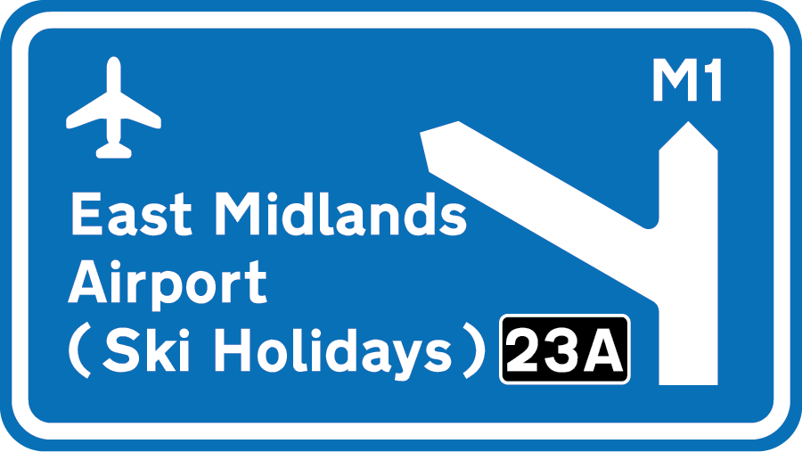Ski Holidays from East Midlands Airport road sign graphic