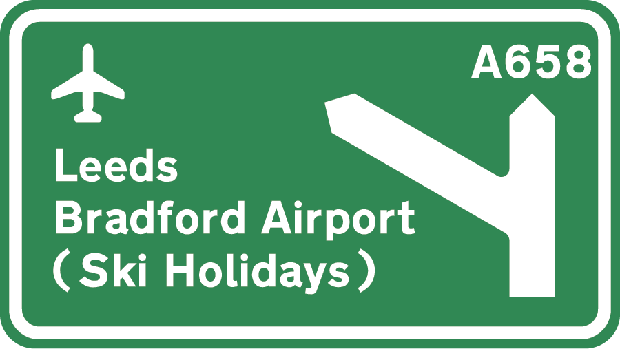 Ski Holidays form Leeds Bradford road sign graphic
