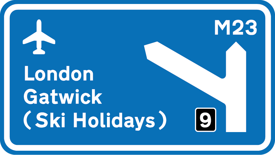 Ski Holidays from London Gatwick Airport road sign graphic
