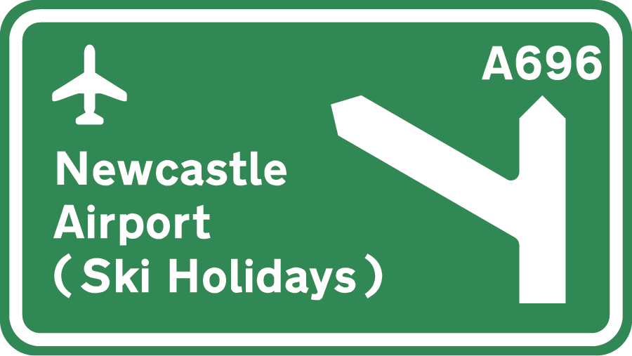 Ski Holidays From Newcastle Airport - road sign graphic
