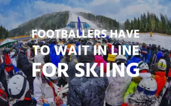 Footballers Have To Wait In Line For Skiing