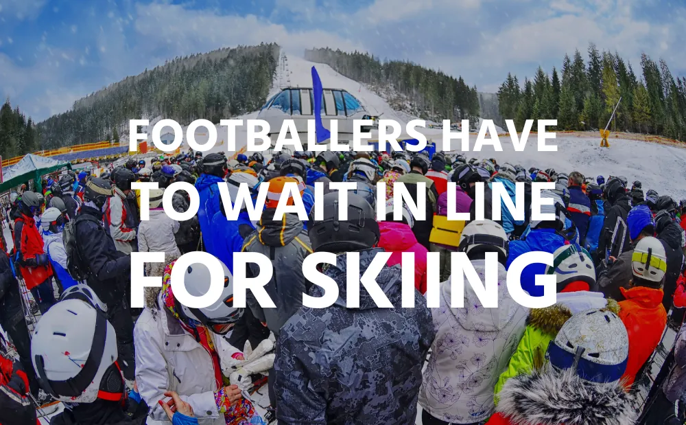 Footballers Have To Wait In Line For Skiing