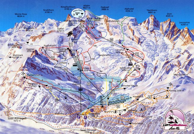 Saas Fee Piste Map