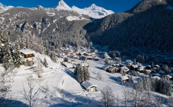 The mountain terrain of the Italian ski resort of Champoluc.