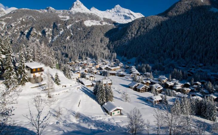 The mountain terrain of the Italian ski resort of Champoluc.